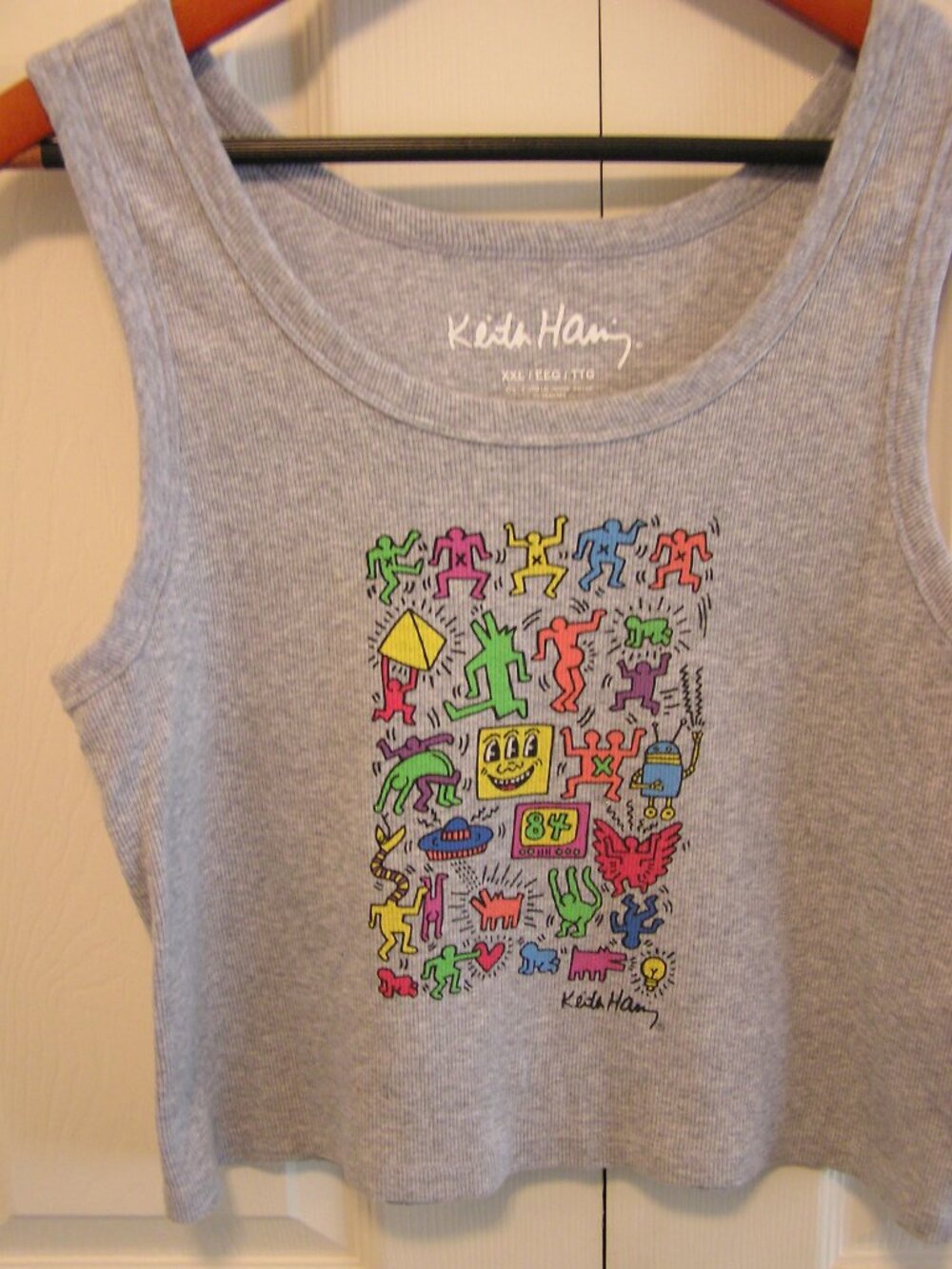 Keith Haring Multi Dancing Figure Grey Ribbed Tank Top